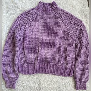 H&M Velvet Chunky-knit Turtleneck Sweater.Size: M. Suéter púrpura de terciopelo